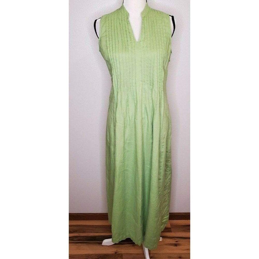 J. Jill Small Dress Linen Green Midi Sleeveless